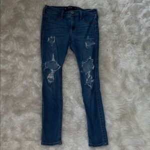 Hollister Ripped Dark Blue Skinny Jeans